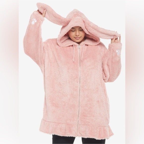 Hot topic sweet society fuzzy bunny ear hoodie dress nwot - Picture 1 of 2